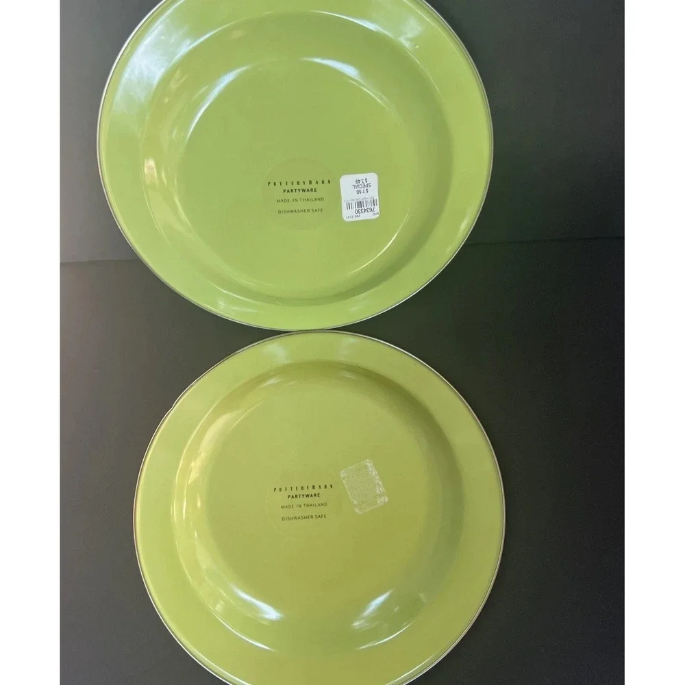 Discontinued Pottery Barn Enamelware Plates Lime Green 10